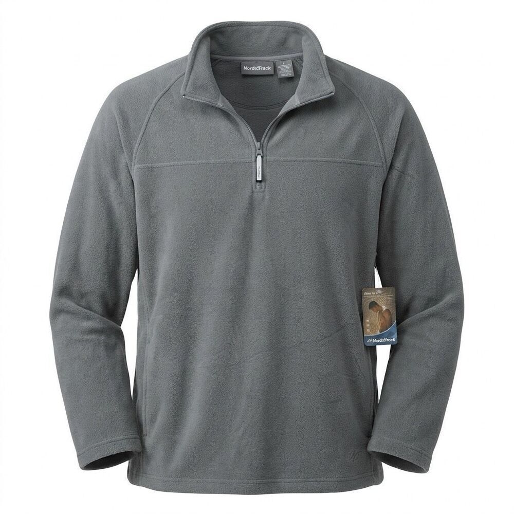NordicTrack Men's Loose 1/4 Zip Fleece Pullover Gray Sz XL NWT